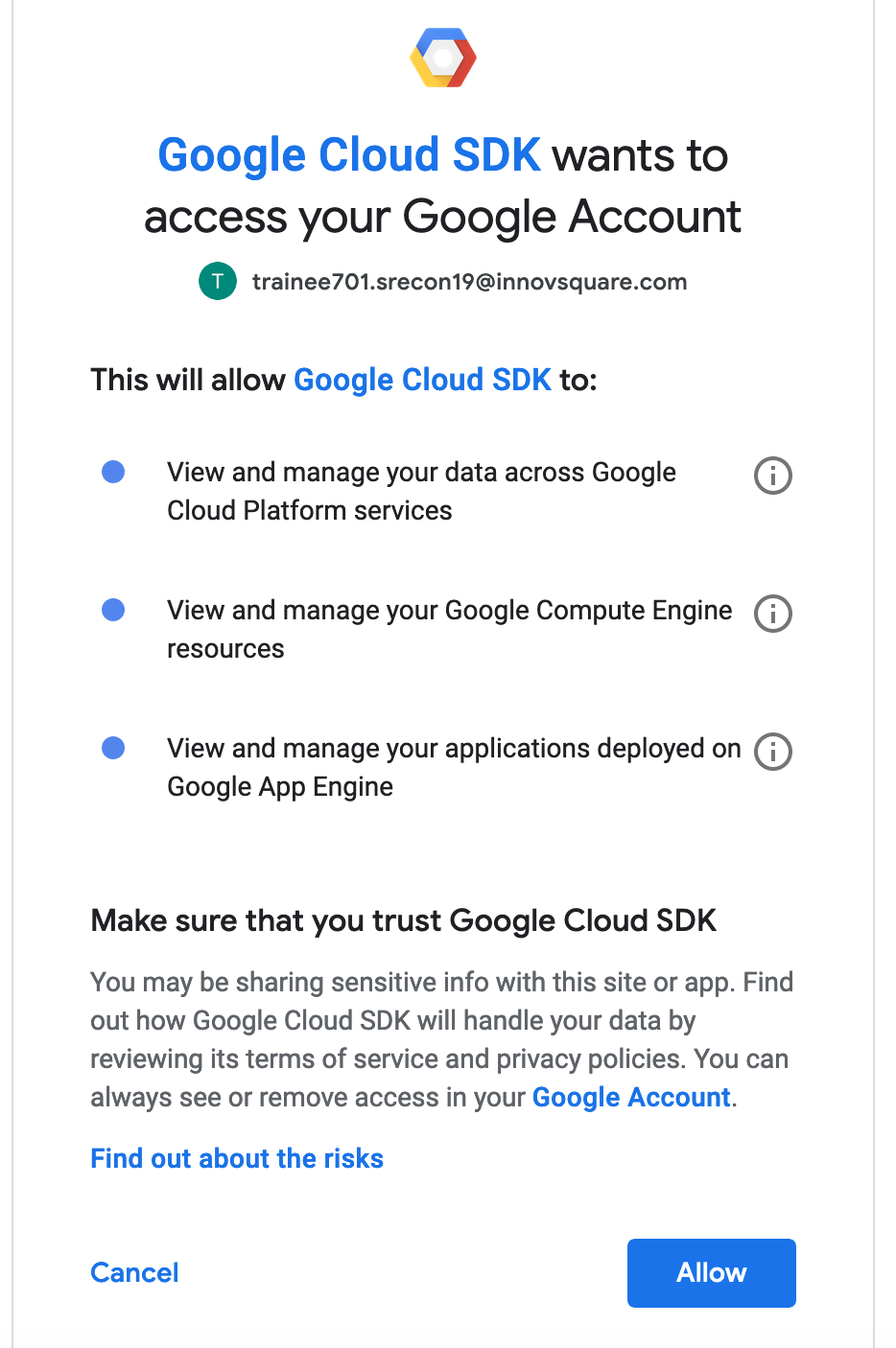 GCloud authorize