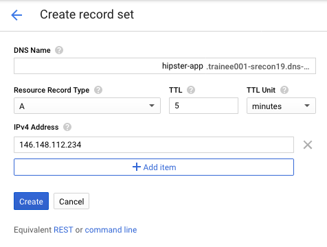 GCP Cloud DNS created