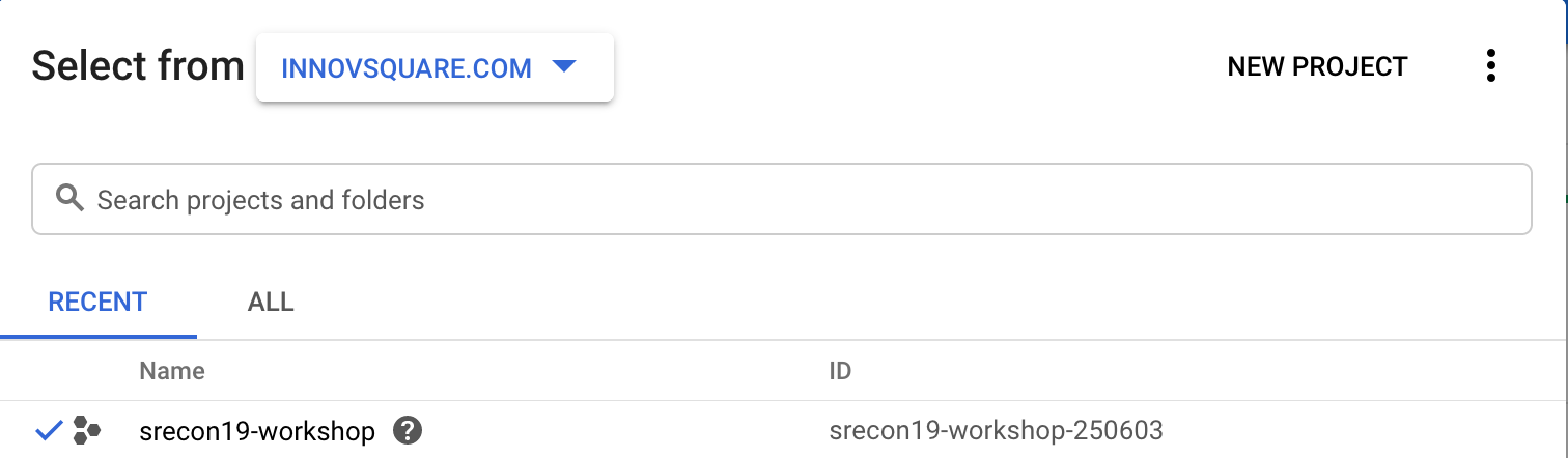 Google Cloud Select Project